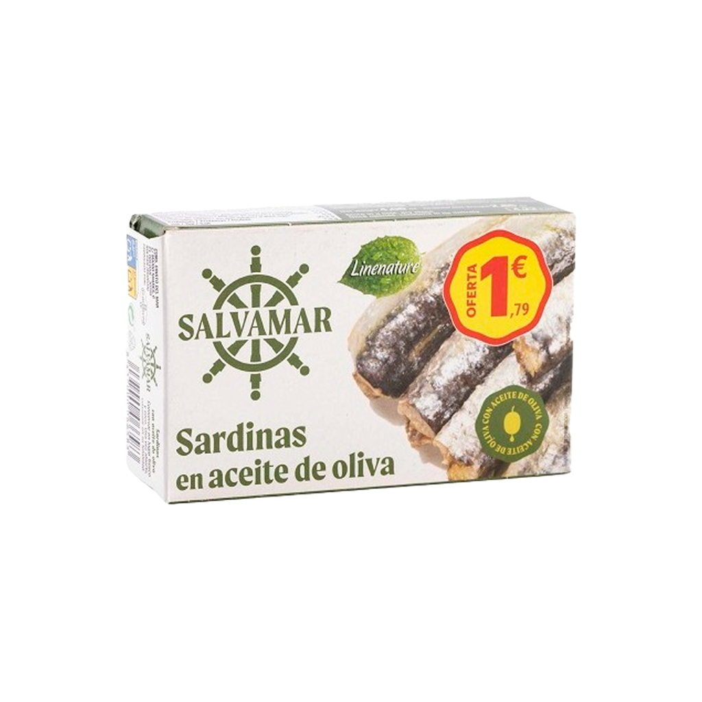 UND 25 SARDINAS ACEITE OLIVA RR-125 SALVAMAR PVP 1.59 UND