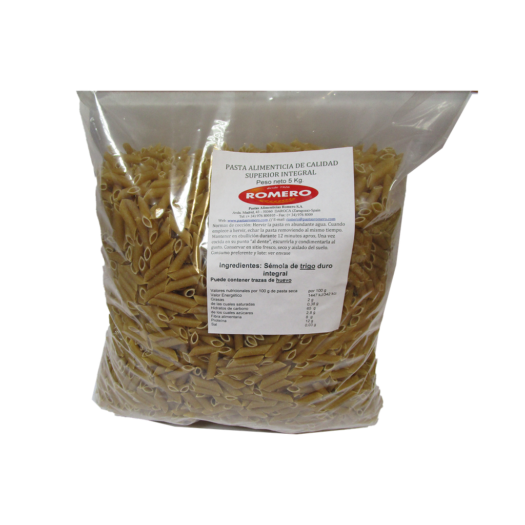 CAJA 1 UND PASTA ROMERO INTEGRAL PLUMAS 5 KG