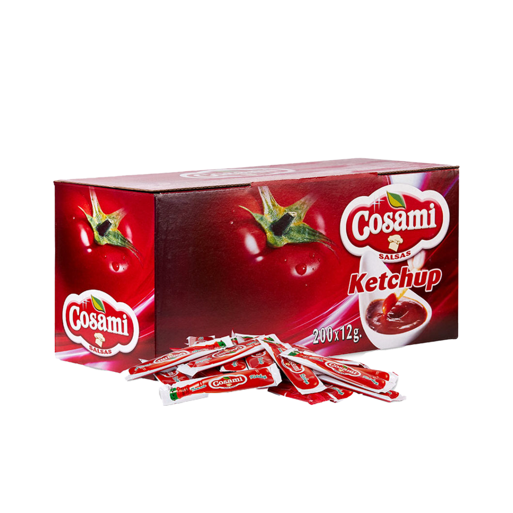 CAJA KETCHUP MONODOSIS 200 UND 12 ML COSAMI