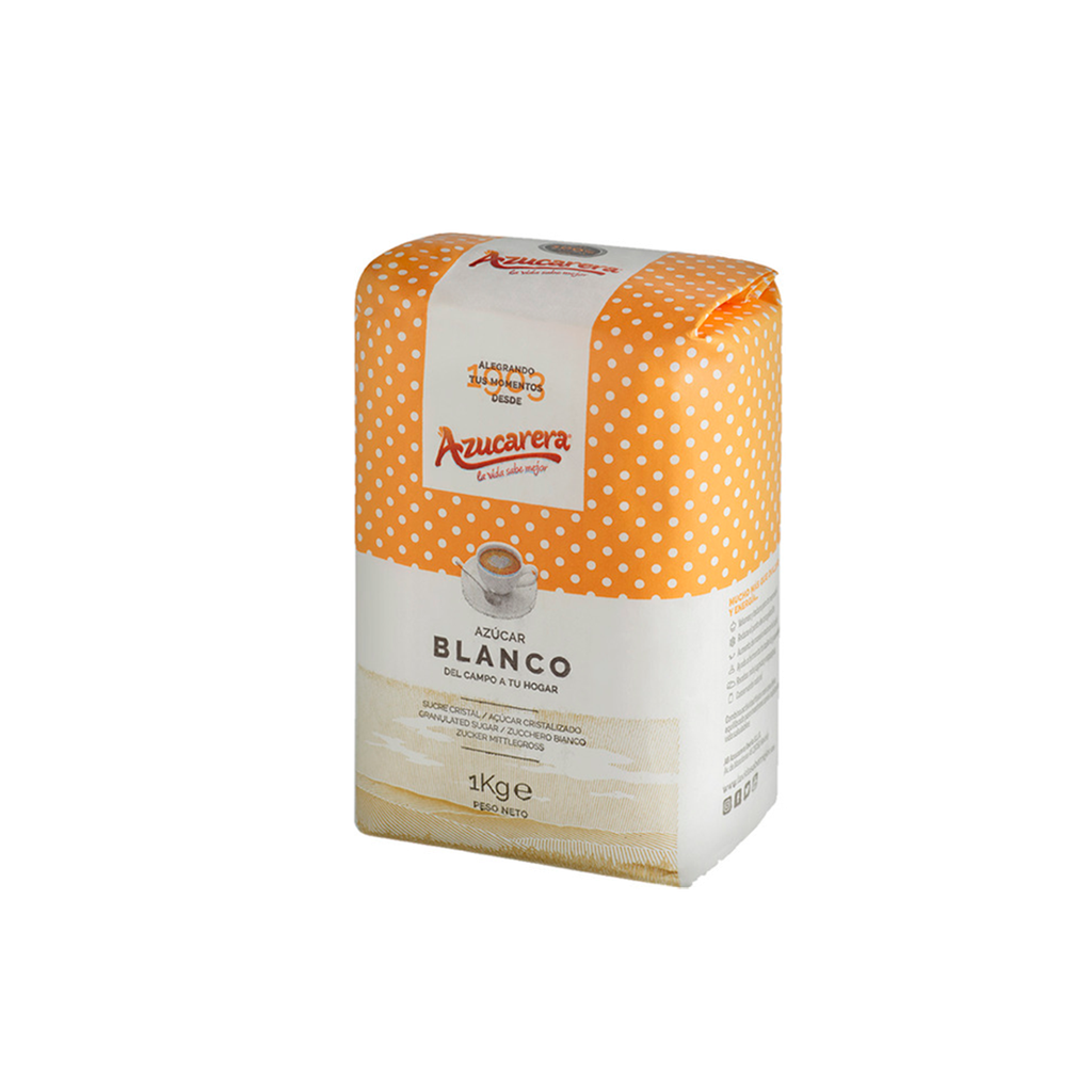 CAJA 10 UND AZUCAR BOLSA PAPEL 1 KG AZUCARERA