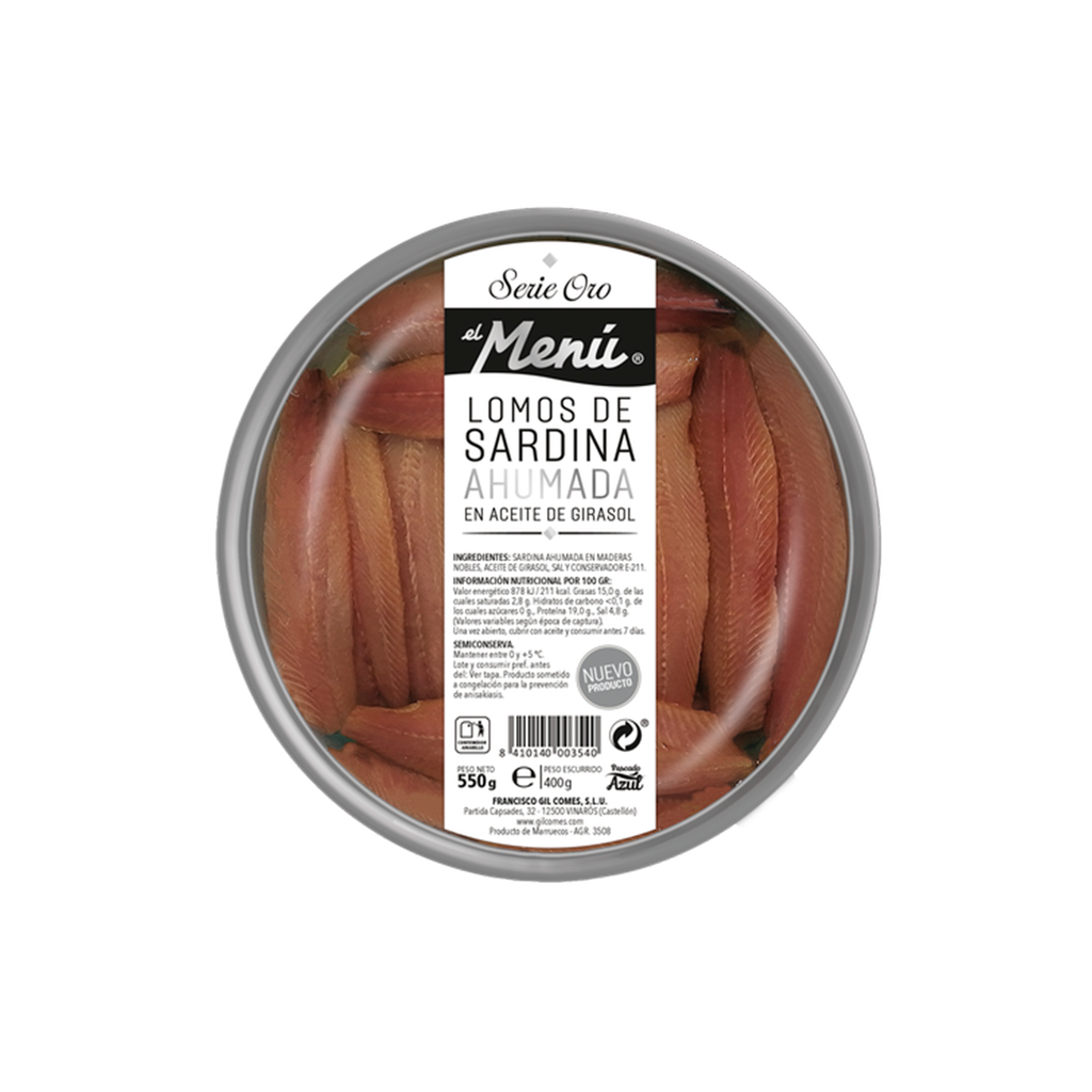 UND 6 LOMO DE SARDINA AHUMADA SERIE ORO T-550 G (20-25) EL MENU