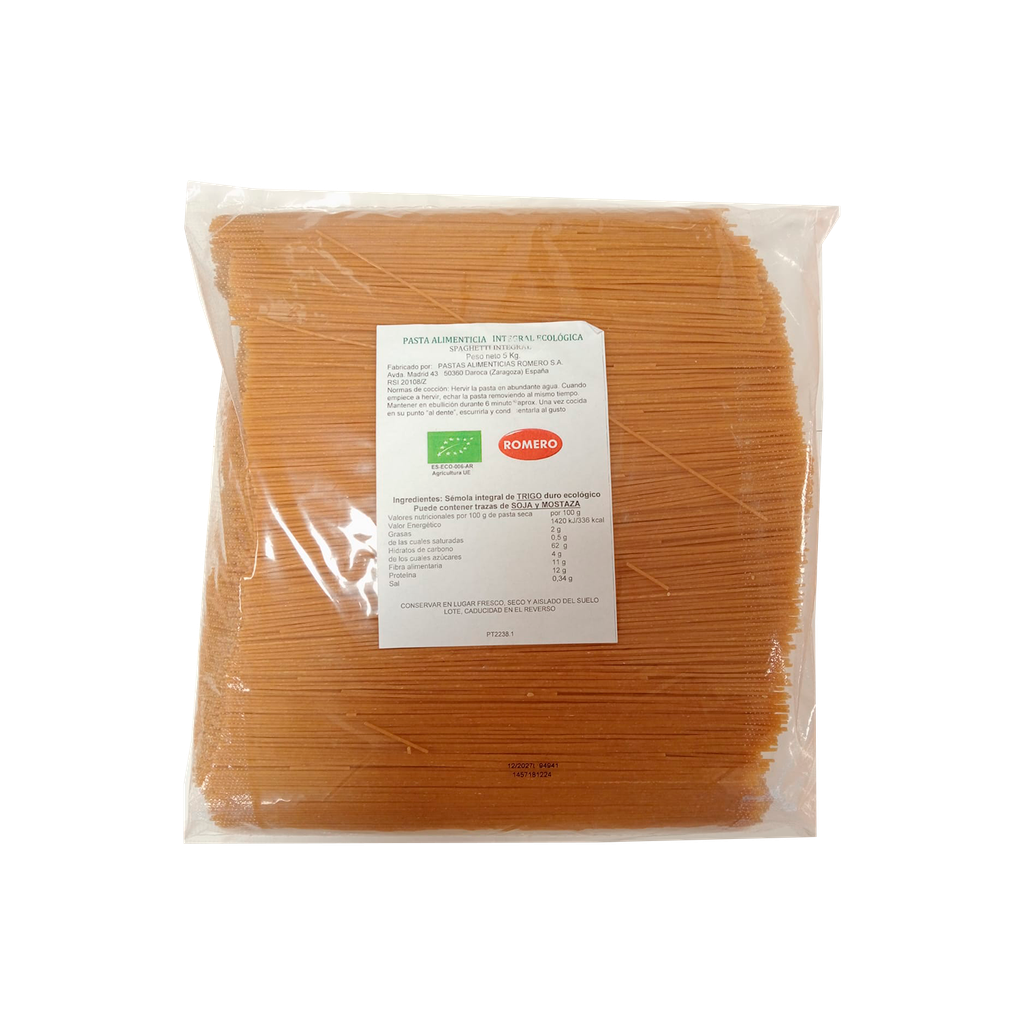 CAJA 1 UND PASTA ROMERO INTEGRAL SPAGUETTI 5 KG