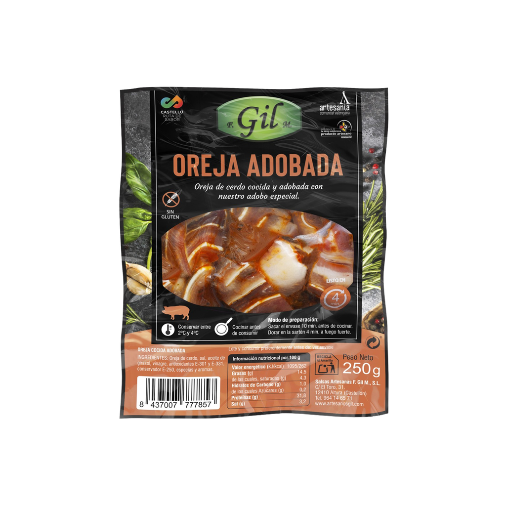 CAJA 10 UND OREJA TROCEADA GIL 250 GR
