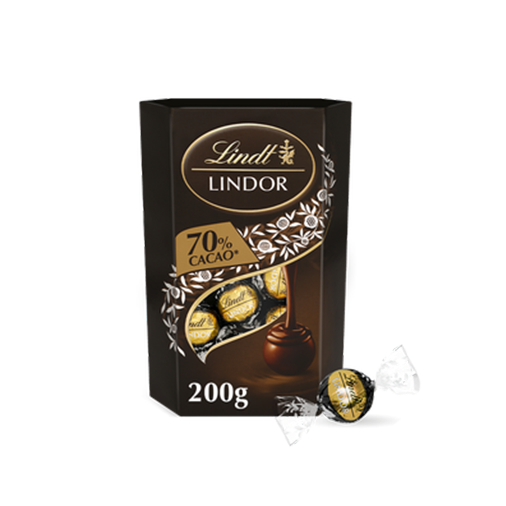 UND 8 BOMBONES LINDT CORNET NEGRO 70% 200 GR
