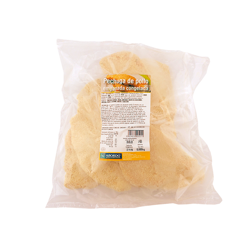 UND 5 FILETES DE PECHUGA DE POLLO EMPANADO B/800 G