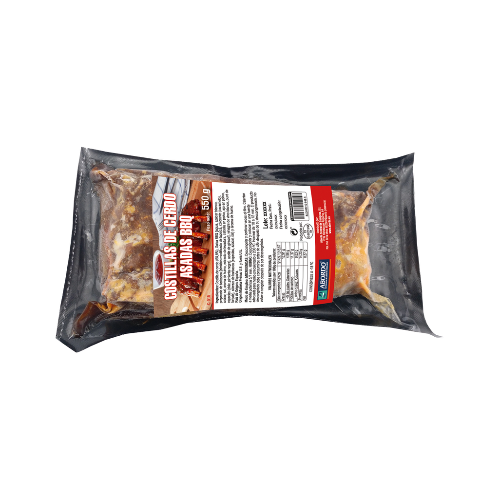 UND 10 COSTILLAS DE CERDO BARBACOA 550G